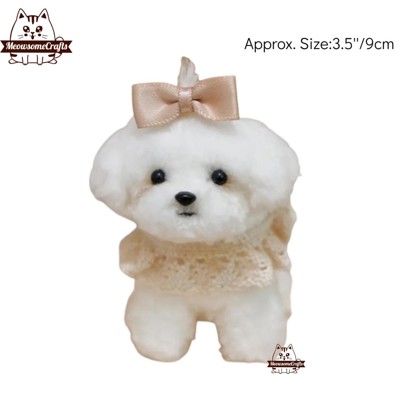 Handmade Chenille Stem Fluffy Dogs Pomeranian Dalmatian Keychain Ornament | Animal Figurines - E