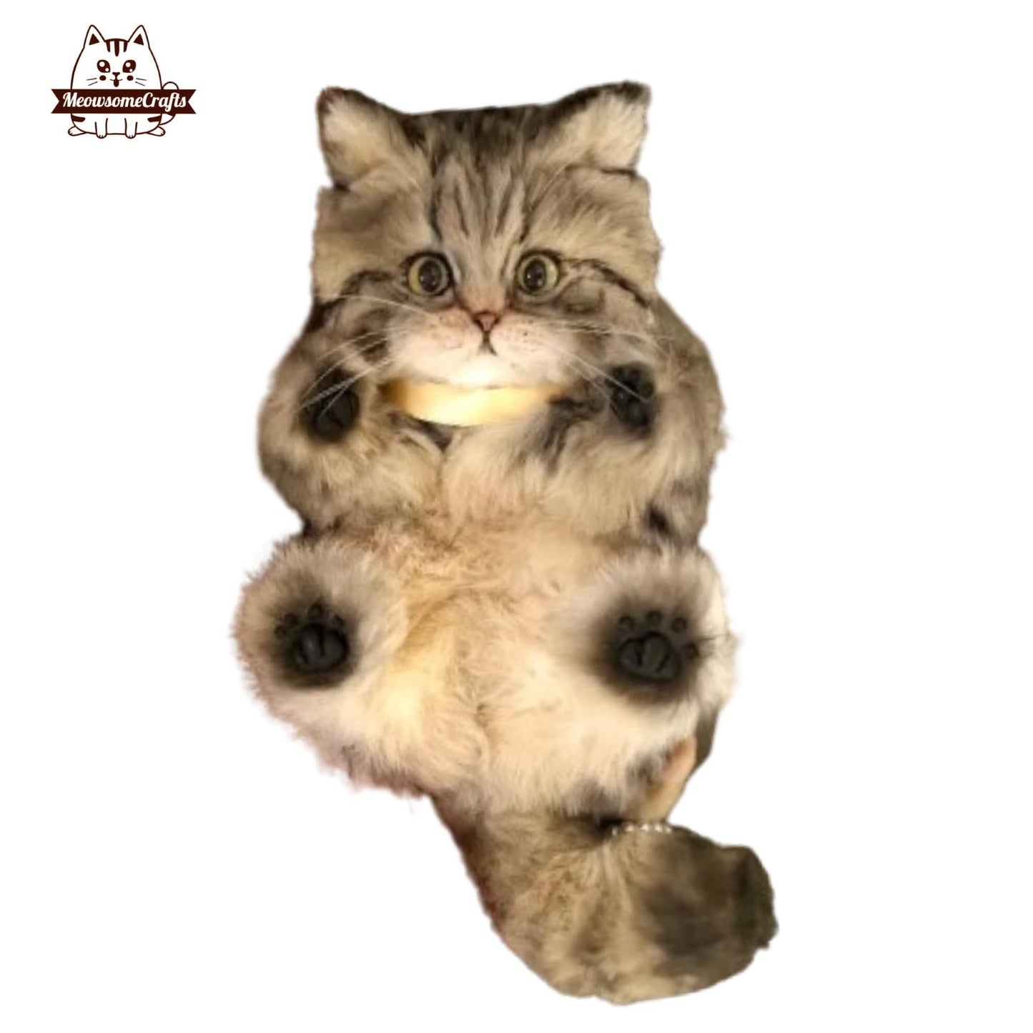 Handmade Chenille Stem Fluffy Long Haired Kitten Tabby | Animal Figurine