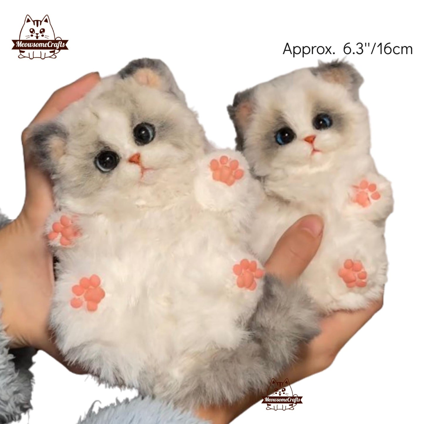 Handmade Chenille Stem Fluffy Playful Ragdoll Kitten Cat Keychain Bag Ornament | Animal Figurine