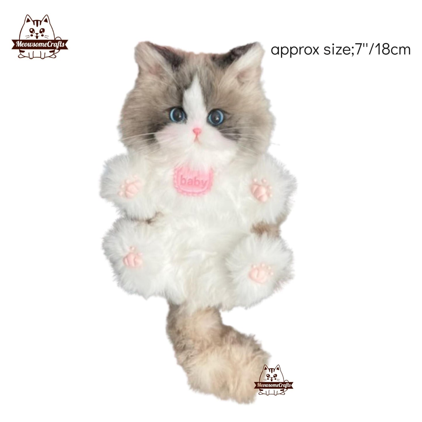 Handmade Chenille Stem Fluffy Ragdoll Striped Kittens Cats Keychain Bag Ornaments | Animal Figurines