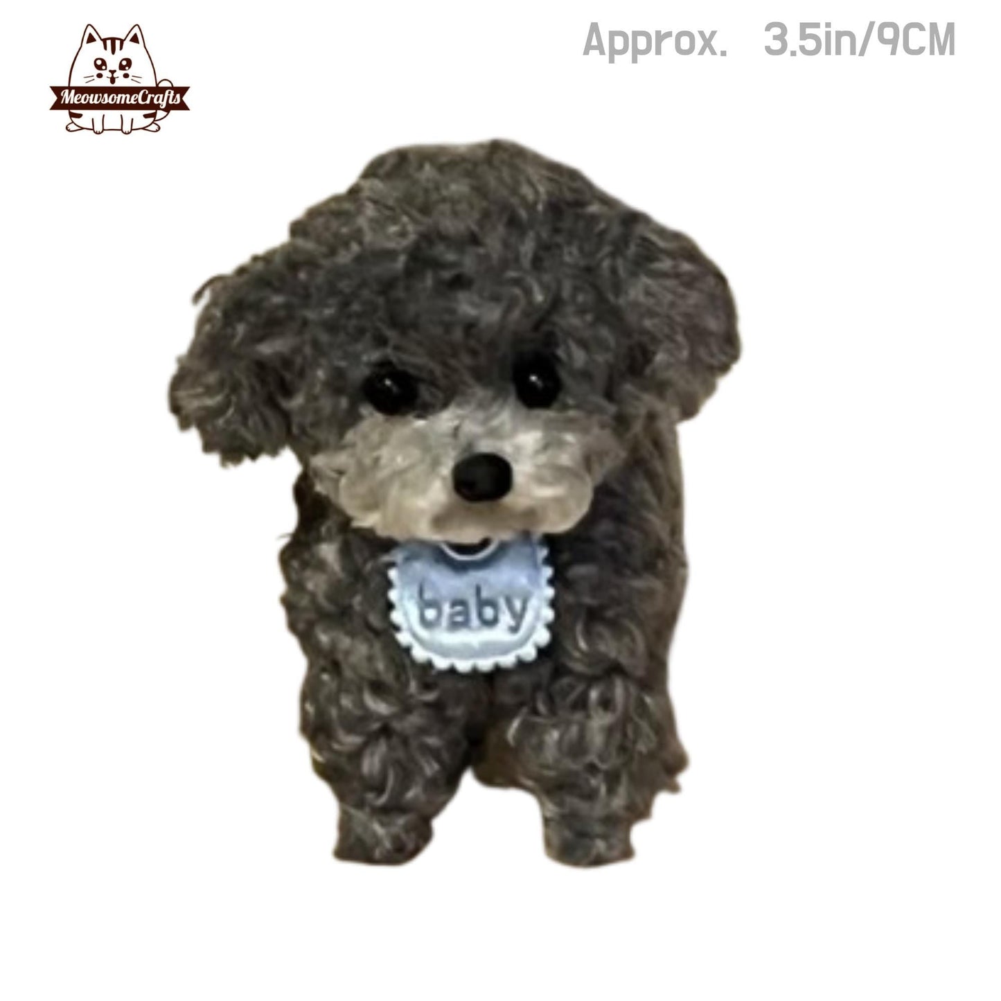 Handmade Chenille Stem Fluffy Teddy Puppy Dog With Baby Bib | Animal Figurine - B