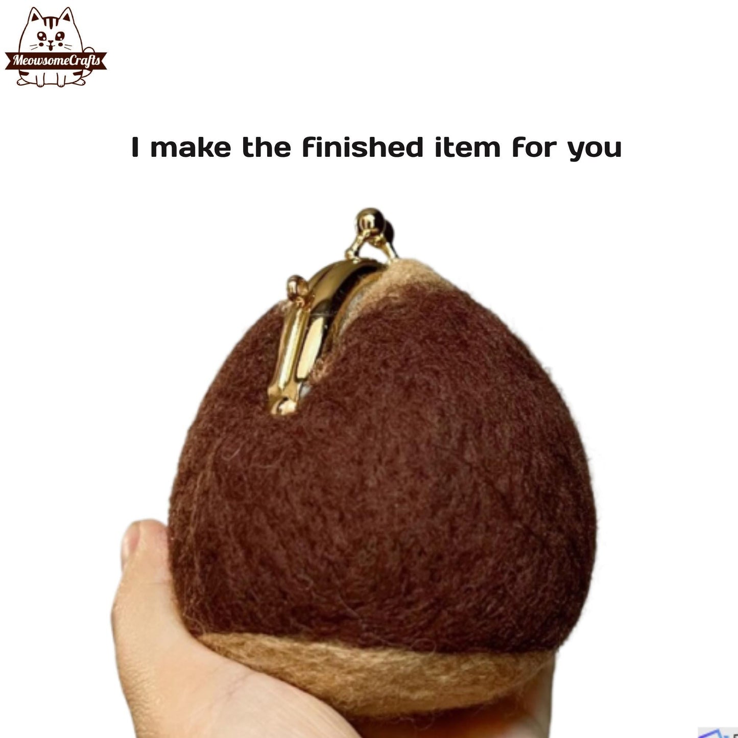 Handmade Needle Felted Acorn Clasp Coin Purse Bag Leather Strap | Finished Felted Acorn Purse | Perfect Gift