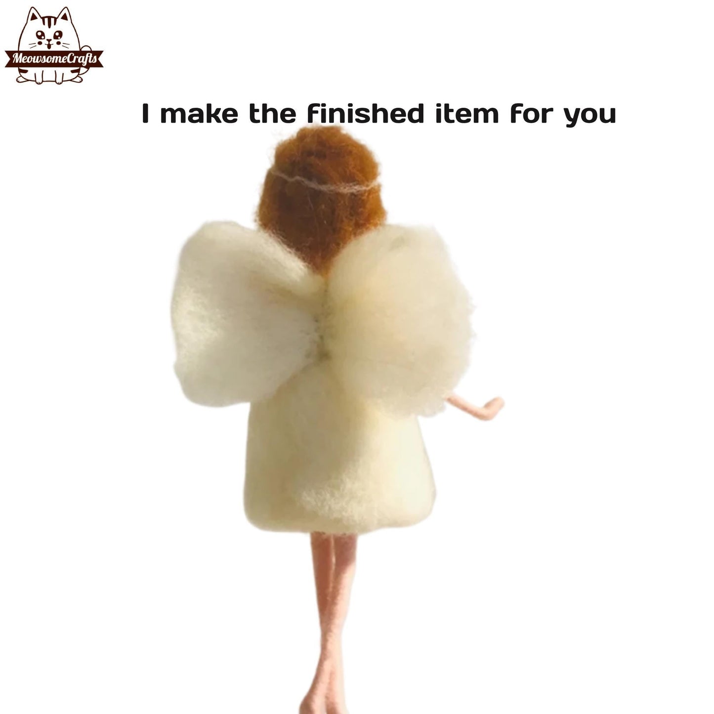 Handmade Needle Felted Angel Fairy Girl Holding Heart | Finished Felted Angel