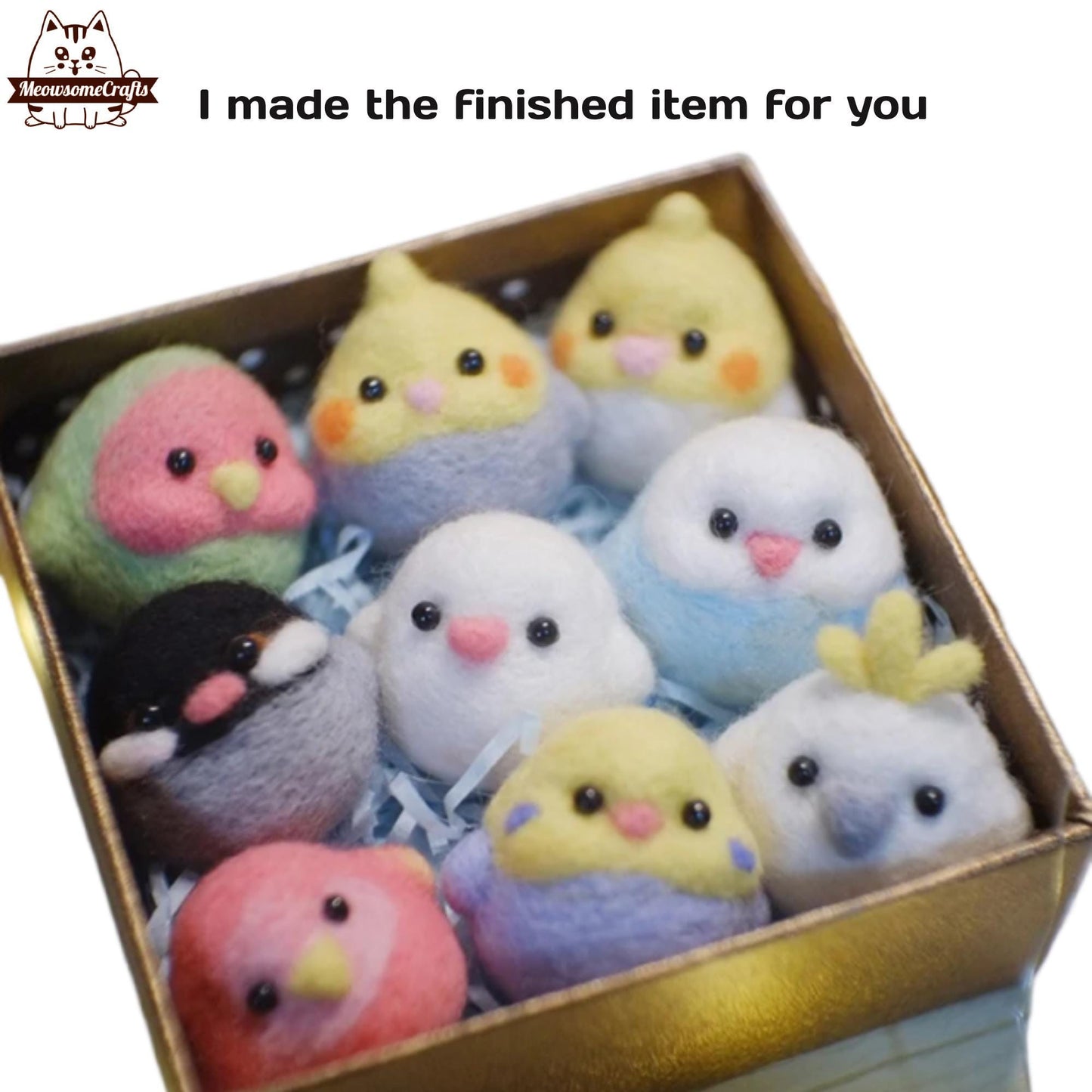 Handmade Needle Felted Baby Birds Penguin Lovebird Parrot Cockatoo | Finished Felted Animal