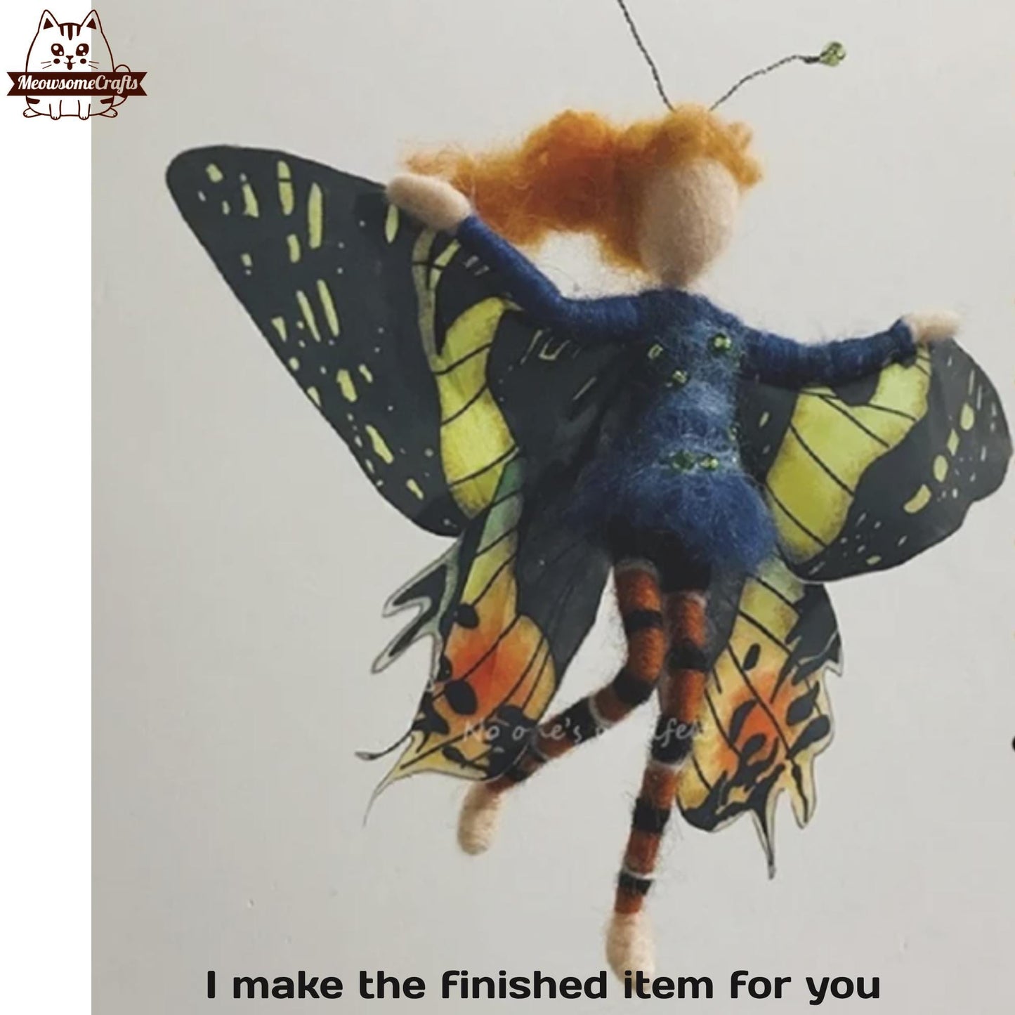 Handmade Needle Felted Butterfly Wing Princess Fairies | Finished Felted Fairy - D