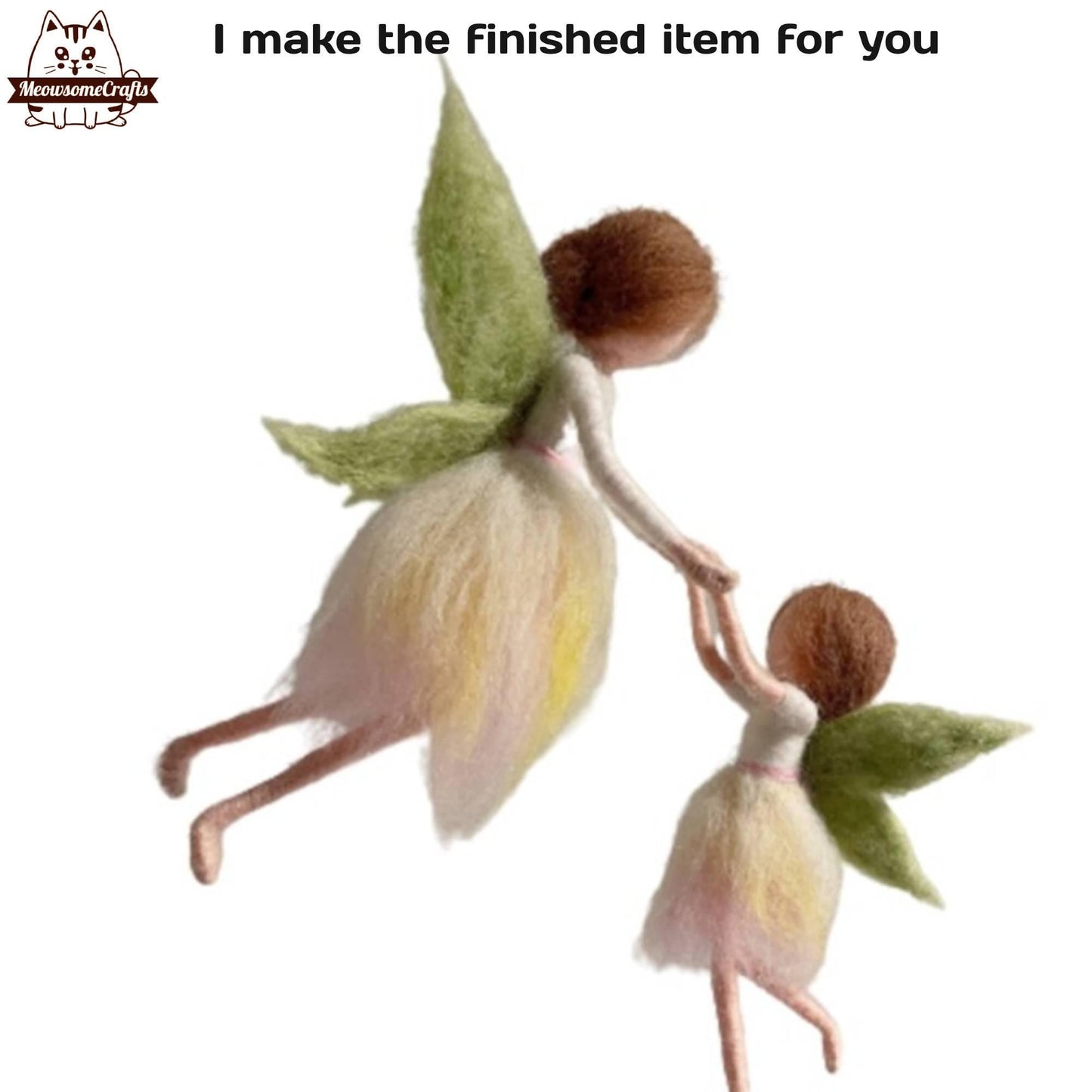 Handmade Needle Felted Flower Petal Dress Fairy Mother & Daughter | Finished Felted Fairy