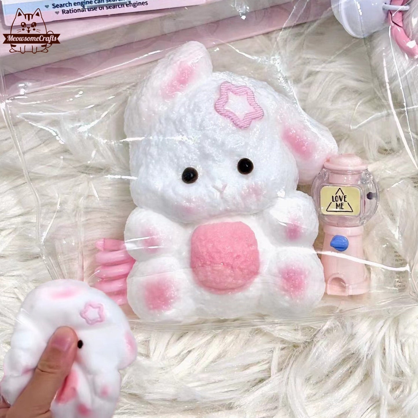 Adorable Furry Baby Rabbit Animal Handmade Taba Squishy | Squeezable Stress Relief Fidget Toy - Squishy