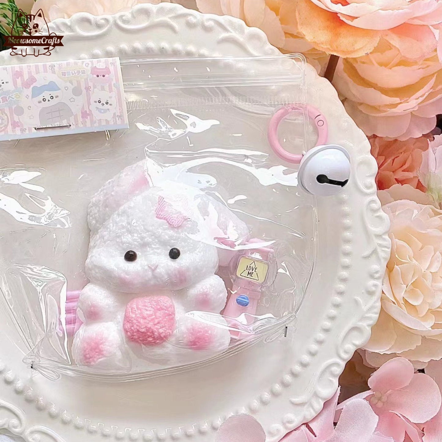 Adorable Furry Baby Rabbit Animal Handmade Taba Squishy | Squeezable Stress Relief Fidget Toy - Squishy