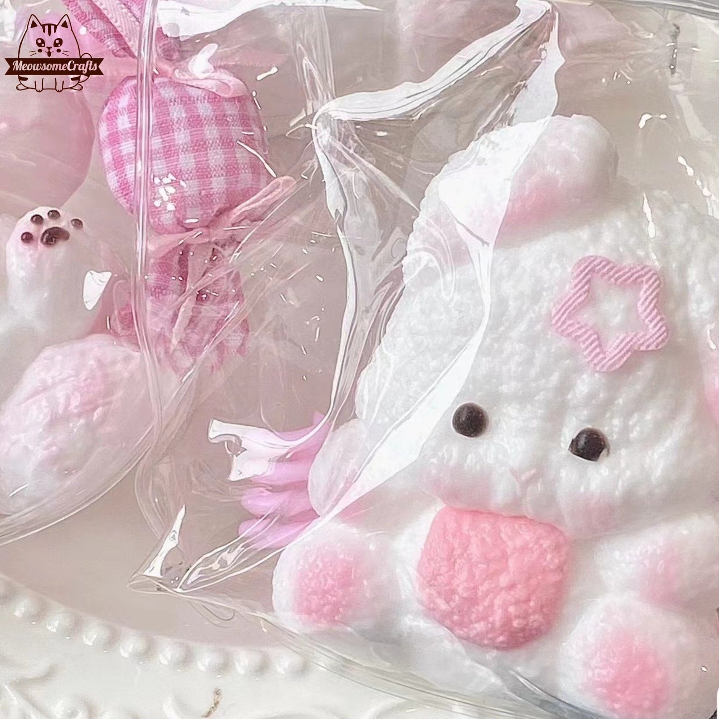 Adorable Furry Baby Rabbit Animal Handmade Taba Squishy | Squeezable Stress Relief Fidget Toy - Squishy