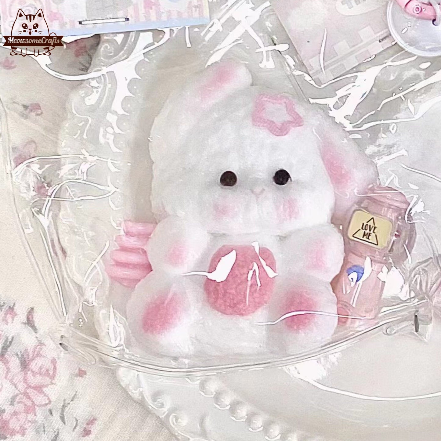 Adorable Furry Baby Rabbit Animal Handmade Taba Squishy | Squeezable Stress Relief Fidget Toy - Squishy
