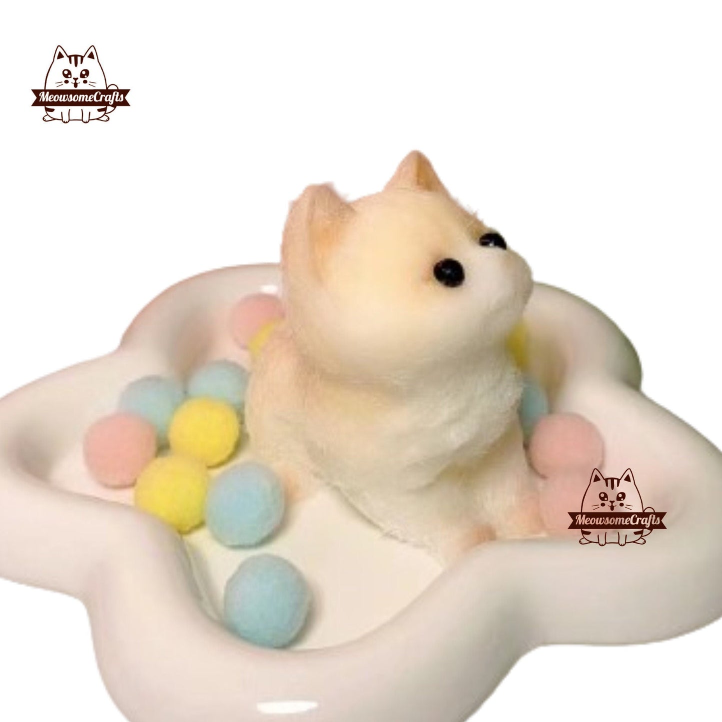 Adorable Furry Kitten Cat Looking Up Animal Handmade Squishy | Washable Squeezable Stress Relief Fidget Toy