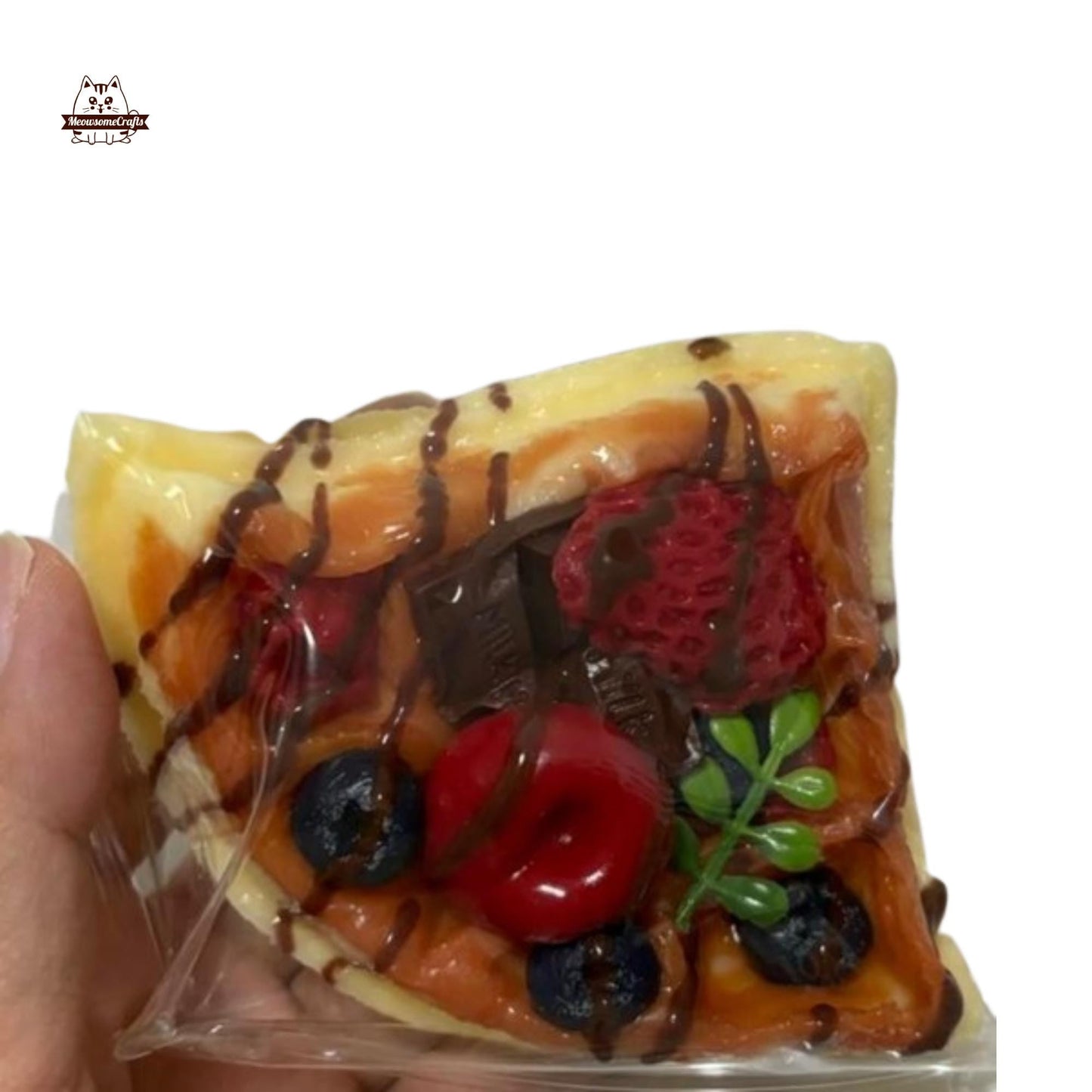 Berry Chocolate Waffle Dessert Food Handmade Squishy Fidget Toy