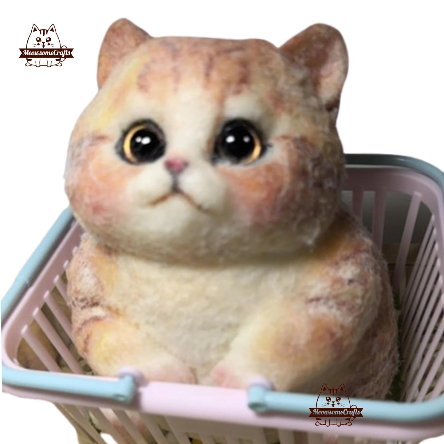 Big Chubby Orange With Stripes Kitty Cat Animal Handmade Squishy | Washable Squeezable Stress Relief Fidget Toy