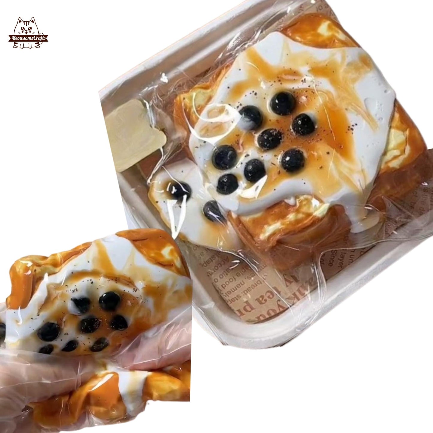 Boba Pearl Milk Toast Food Handmade Taba Squishy | Squeezable Stress Relief Fidget Toy - Squishy