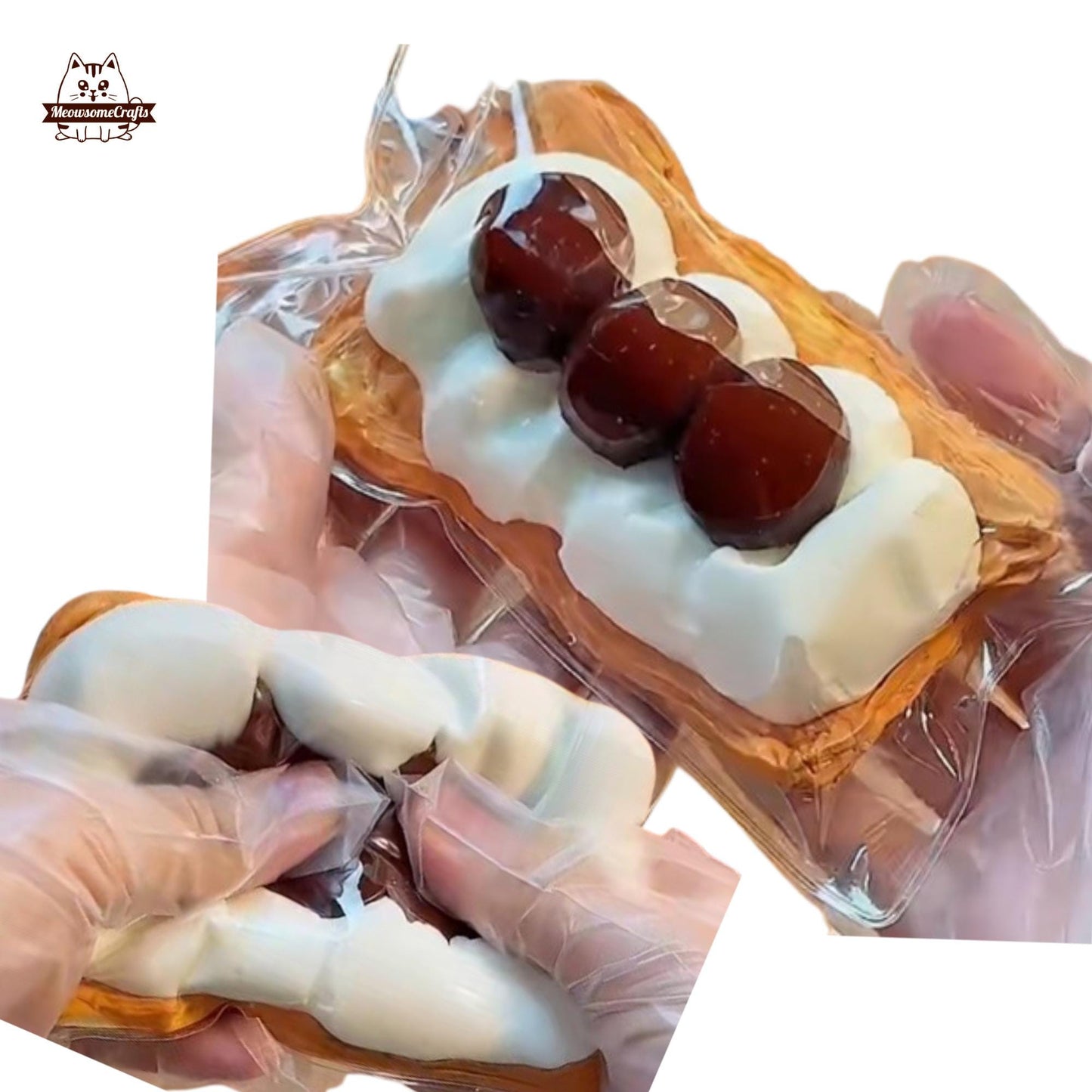 Cherry Butter Shortbread Dessert Food Handmade Taba Squishy | Squeezable Stress Relief Fidget Toy - Squishy