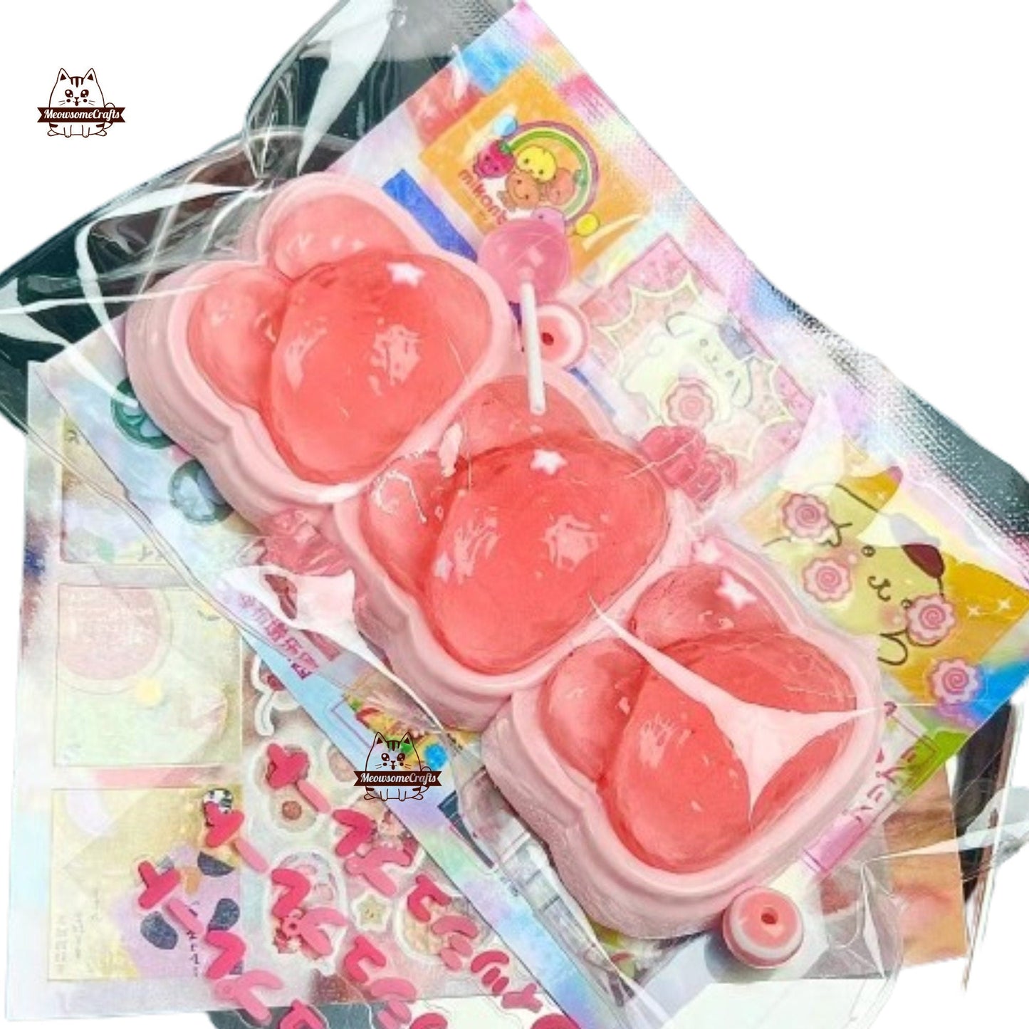 Colorful Jelly Bear Faces Candy Food Handmade Taba Squishy | Squeezable Stress Relief Fidget Toy - B - Squishy