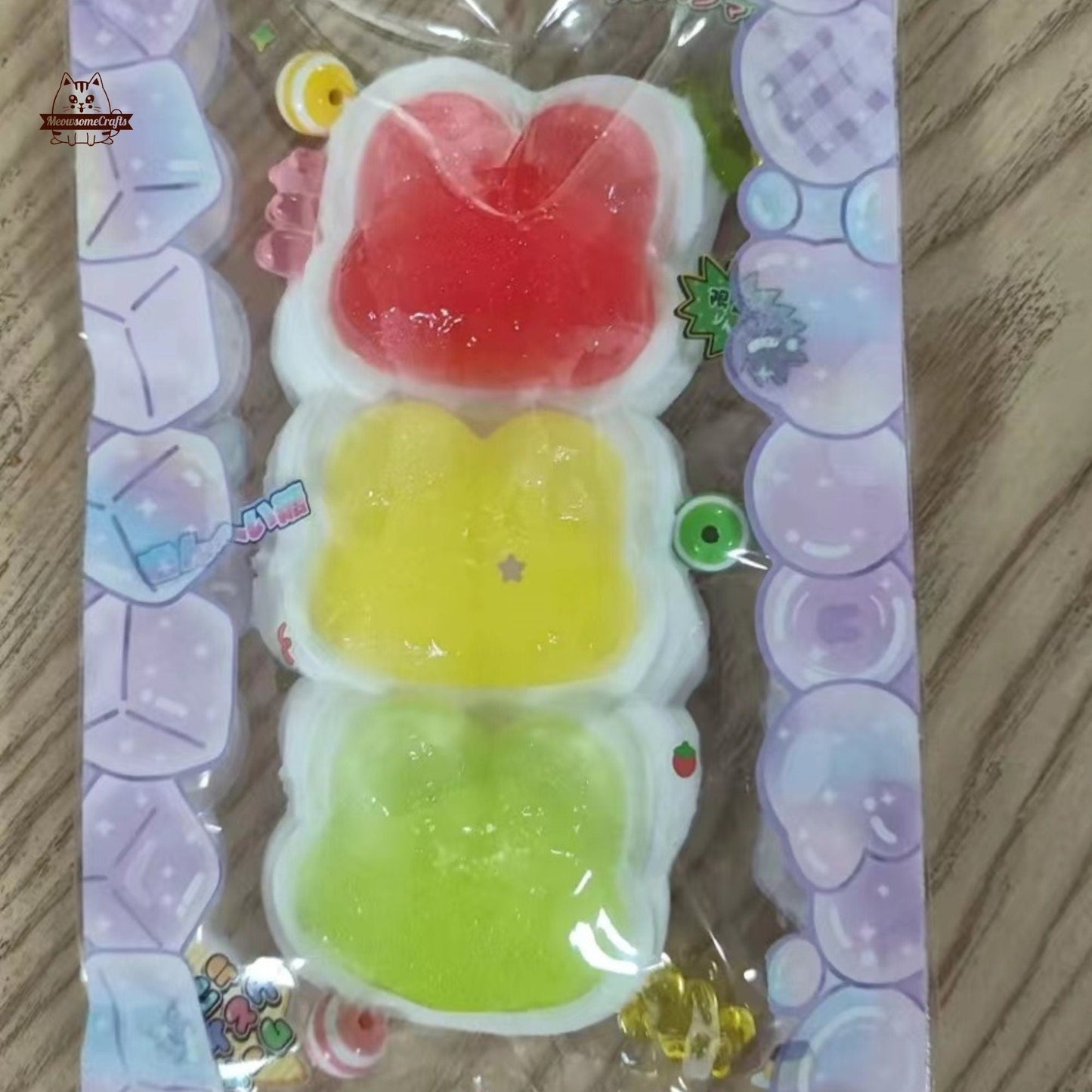 Colorful Jelly Bear Faces Candy Food Handmade Taba Squishy | Squeezable Stress Relief Fidget Toy - Squishy