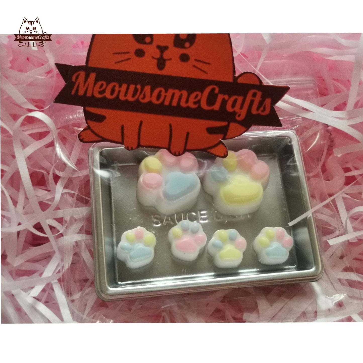 Colorful Mini Cat Paws In Tray Handmade Taba Squishy | Squeezable Stress Relief Fidget Toy - Set of 2 - Squishy