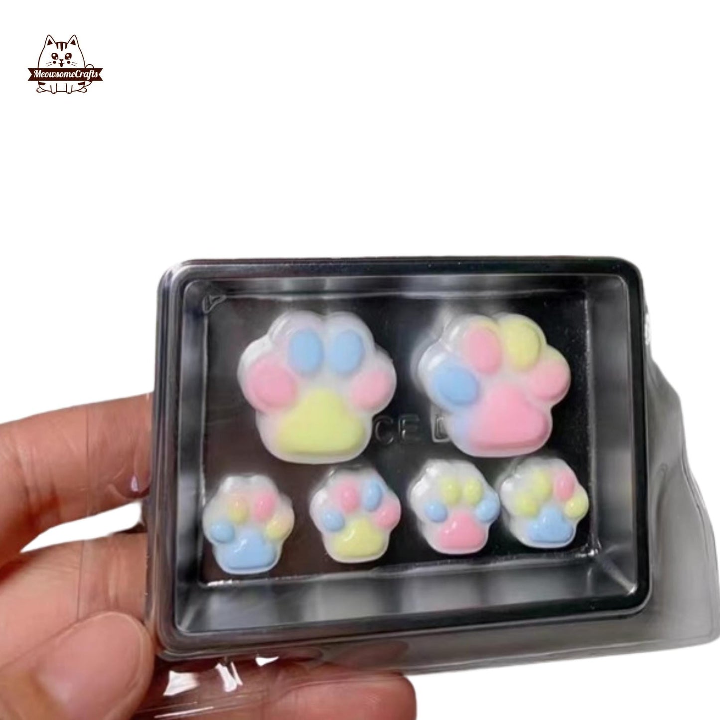 Colorful Mini Cat Paws In Tray Handmade Taba Squishy | Squeezable Stress Relief Fidget Toy - Set of 2 - Squishy