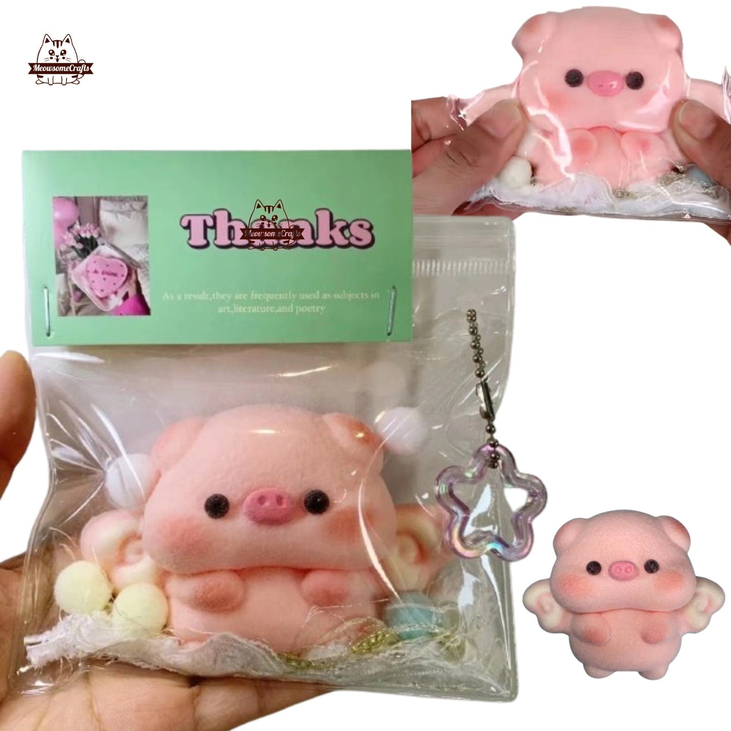 Furry Baby Angel Pig Animal Handmade Taba Squishy | Squeezable Stress Relief Fidget Toy - Squishy