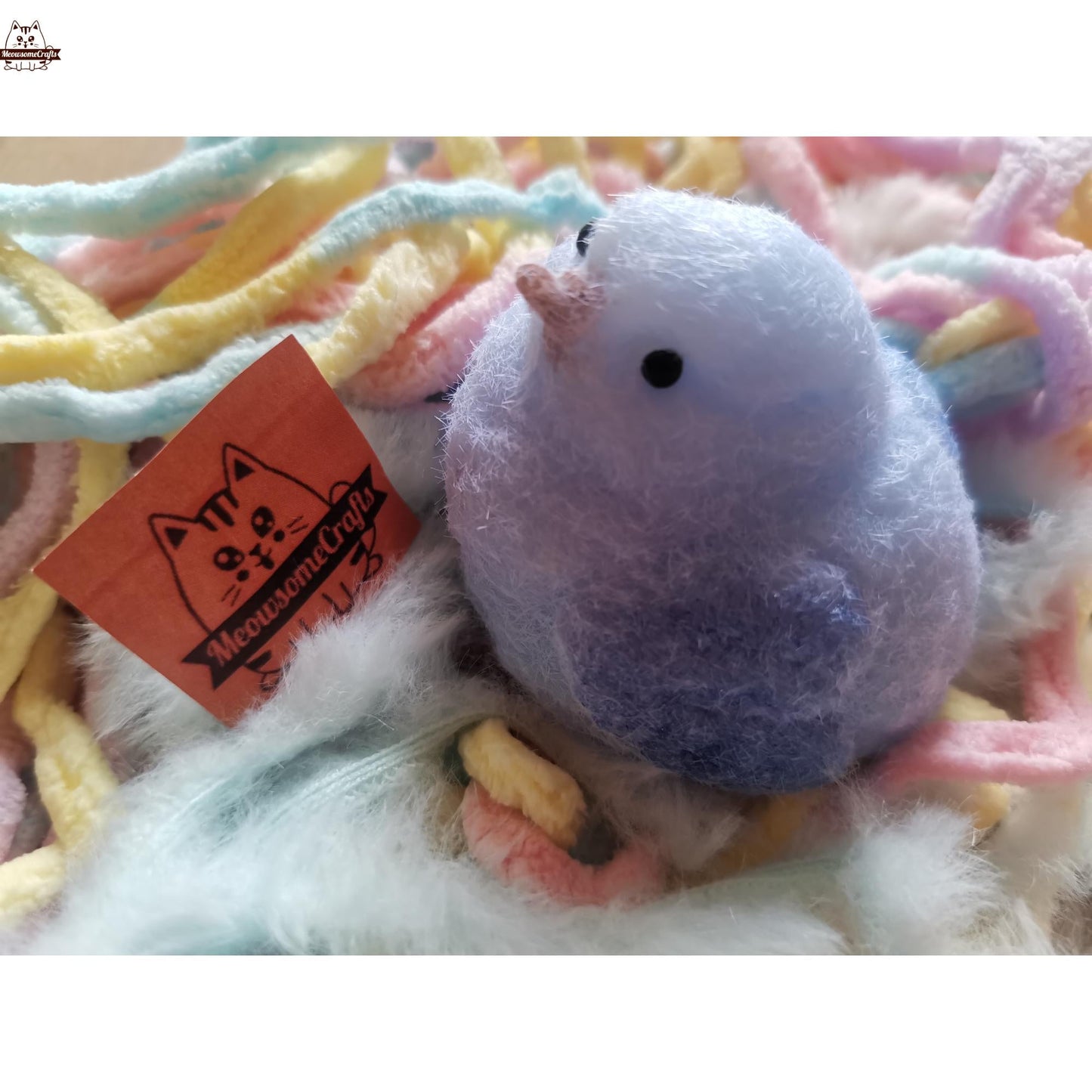 Furry Baby Chick Animal Handmade Taba Squishy | Squeezable Stress Relief Fidget Toy - Blue - Squishy