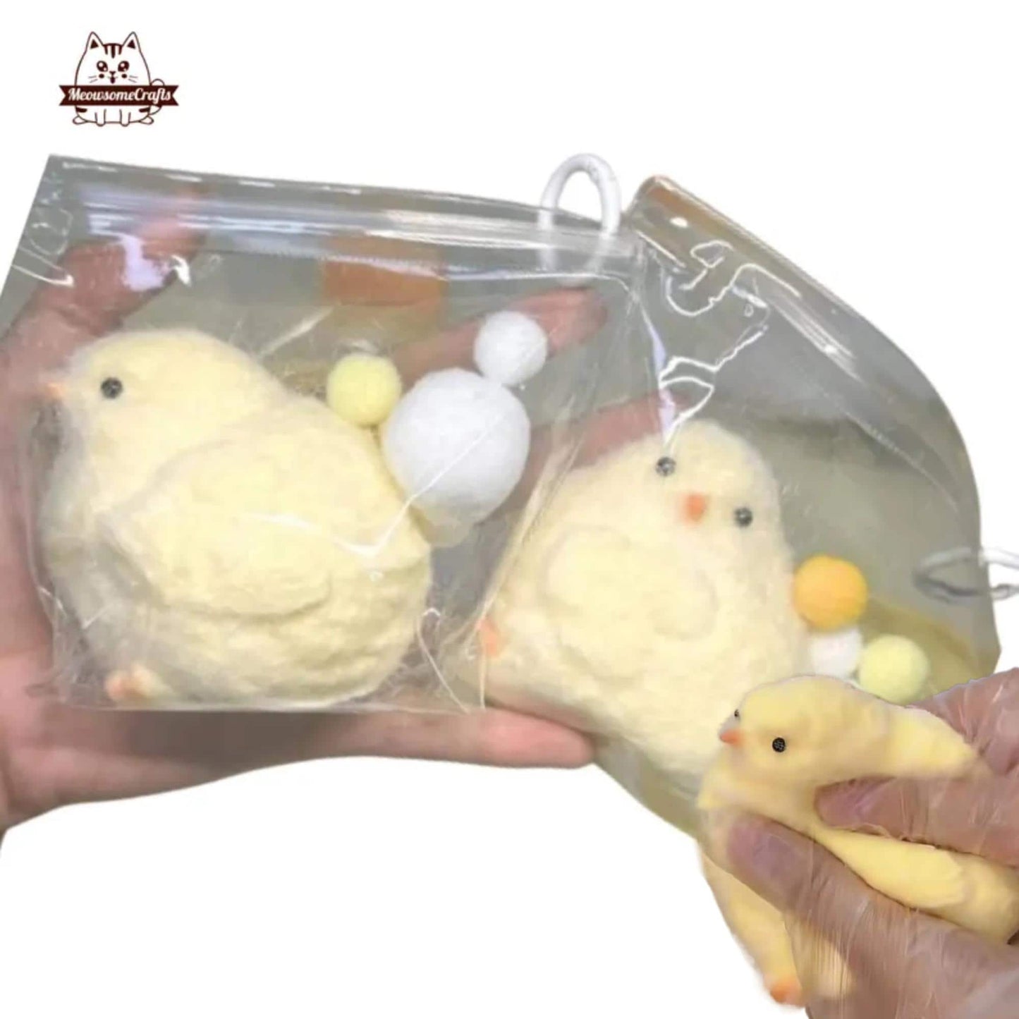 Furry Baby Chick Animal Handmade Taba Squishy | Squeezable Stress Relief Fidget Toy - Squishy