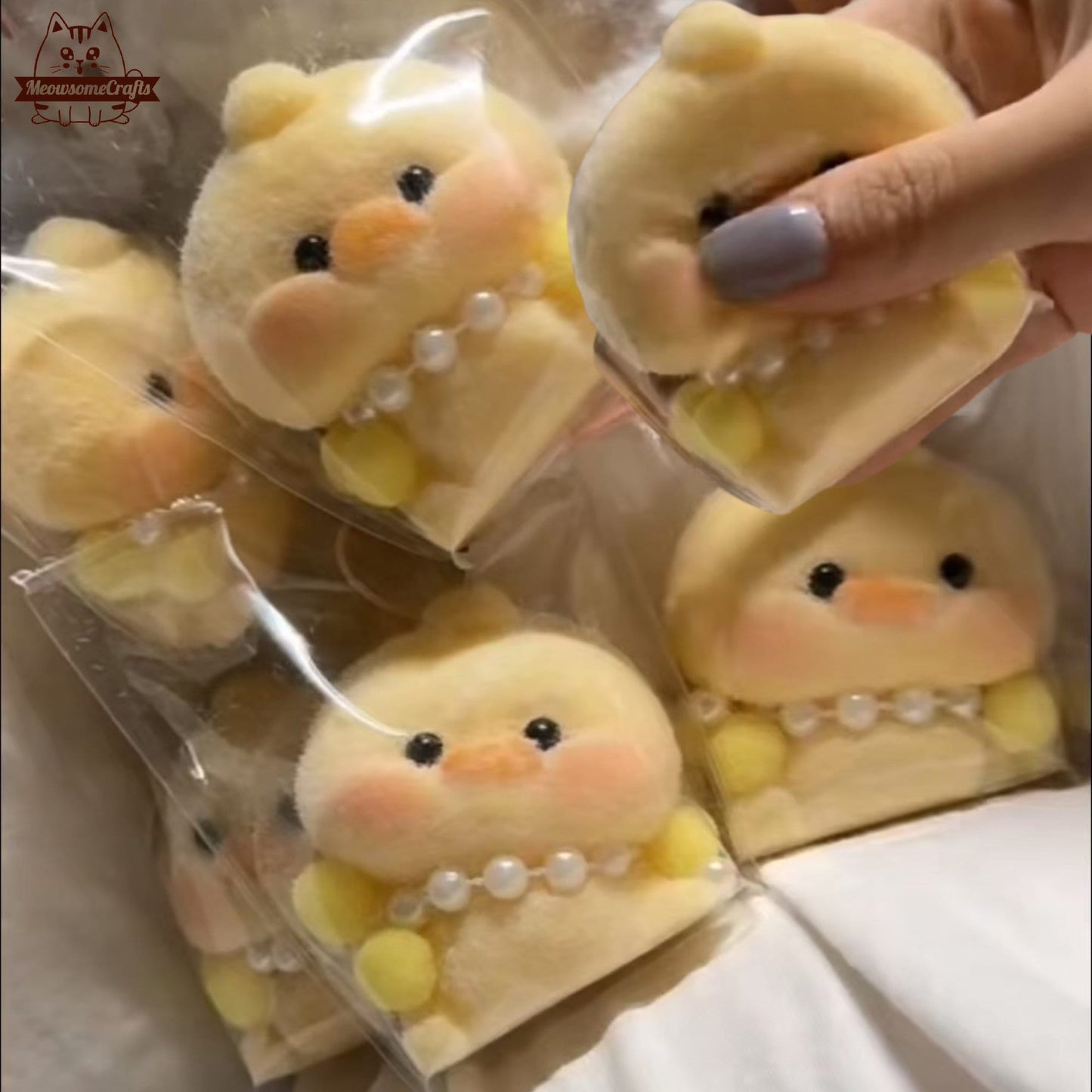 Furry Baby Chick Chubby Cheeks Animal Handmade Taba Squishy | Squeezable Stress Relief Fidget Toy - Squishy