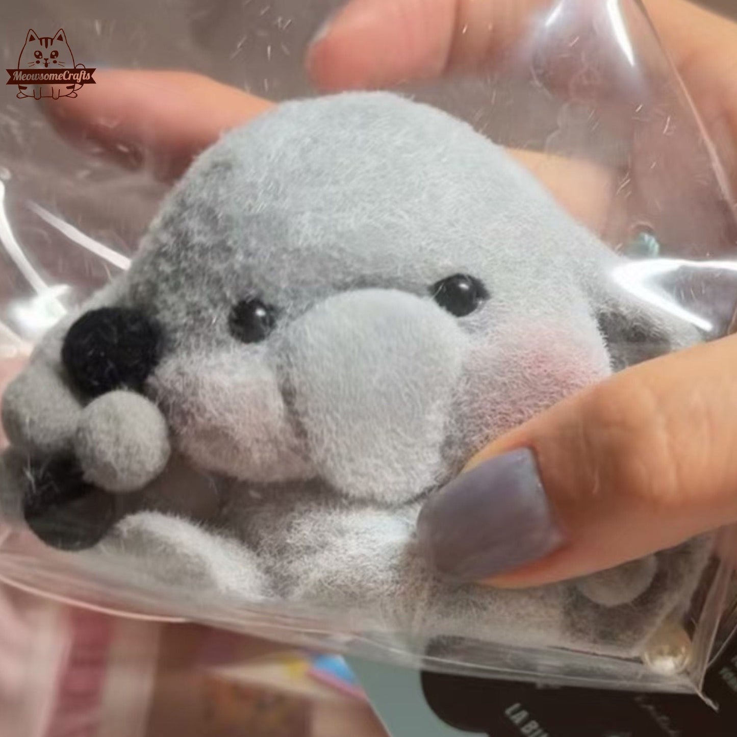 Furry Baby Elephant Animal Customizable Handmade Taba Squishy | Squeezable Stress Relief Fidget Toy - Gray Elephant