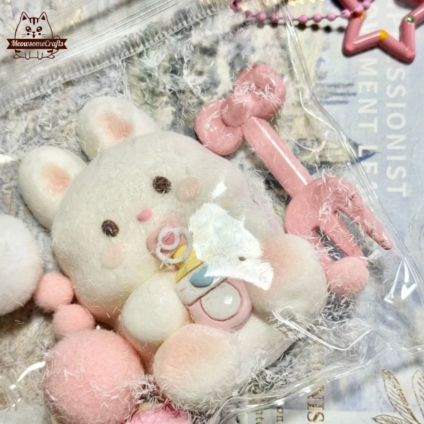 Furry Baby Rabbit & Bear Animal Handmade Taba Squishy | Squeezable Stress Relief Fidget Toy - Rabbit - Squishy