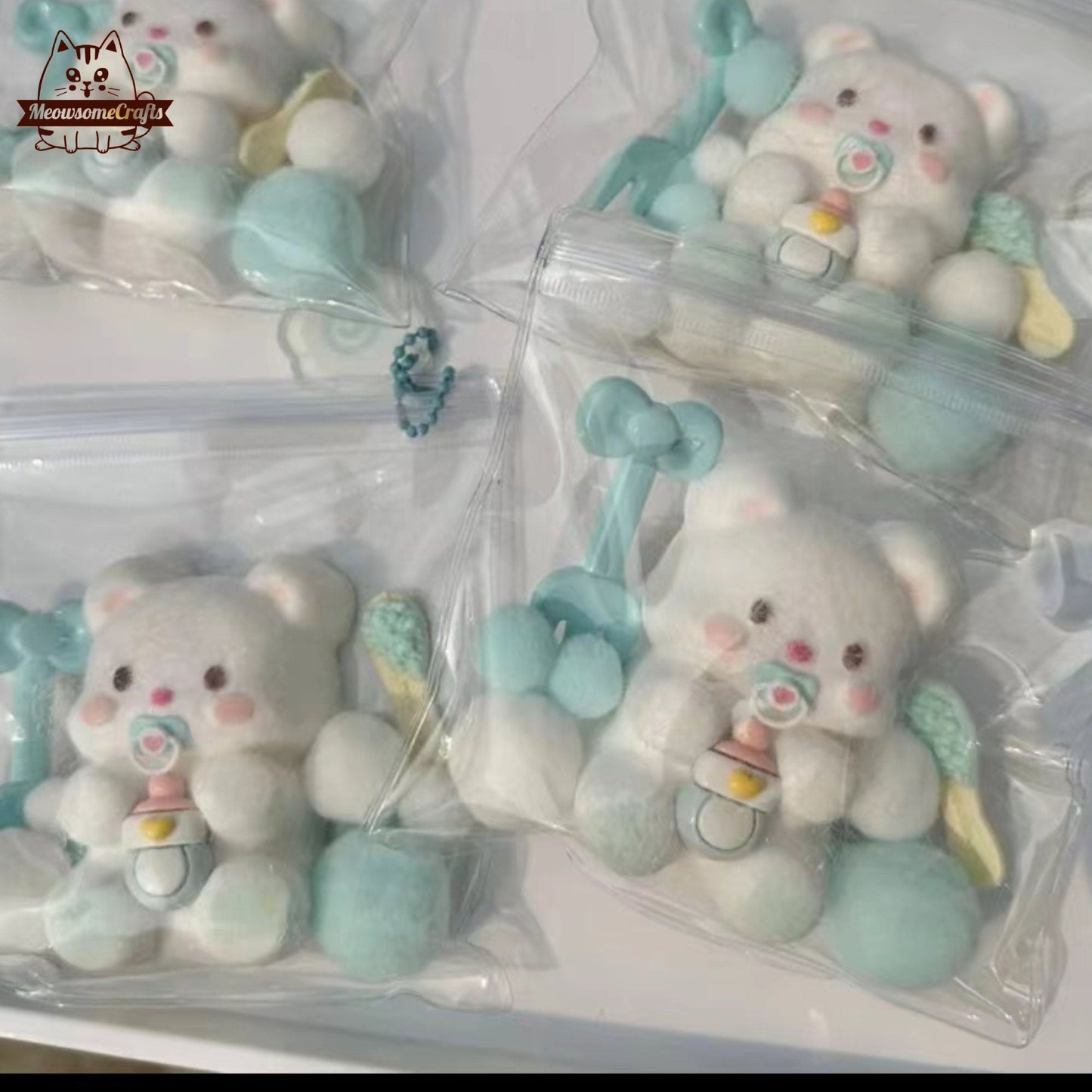 Furry Baby Rabbit & Bear Animal Handmade Taba Squishy | Squeezable Stress Relief Fidget Toy - Bear - Squishy