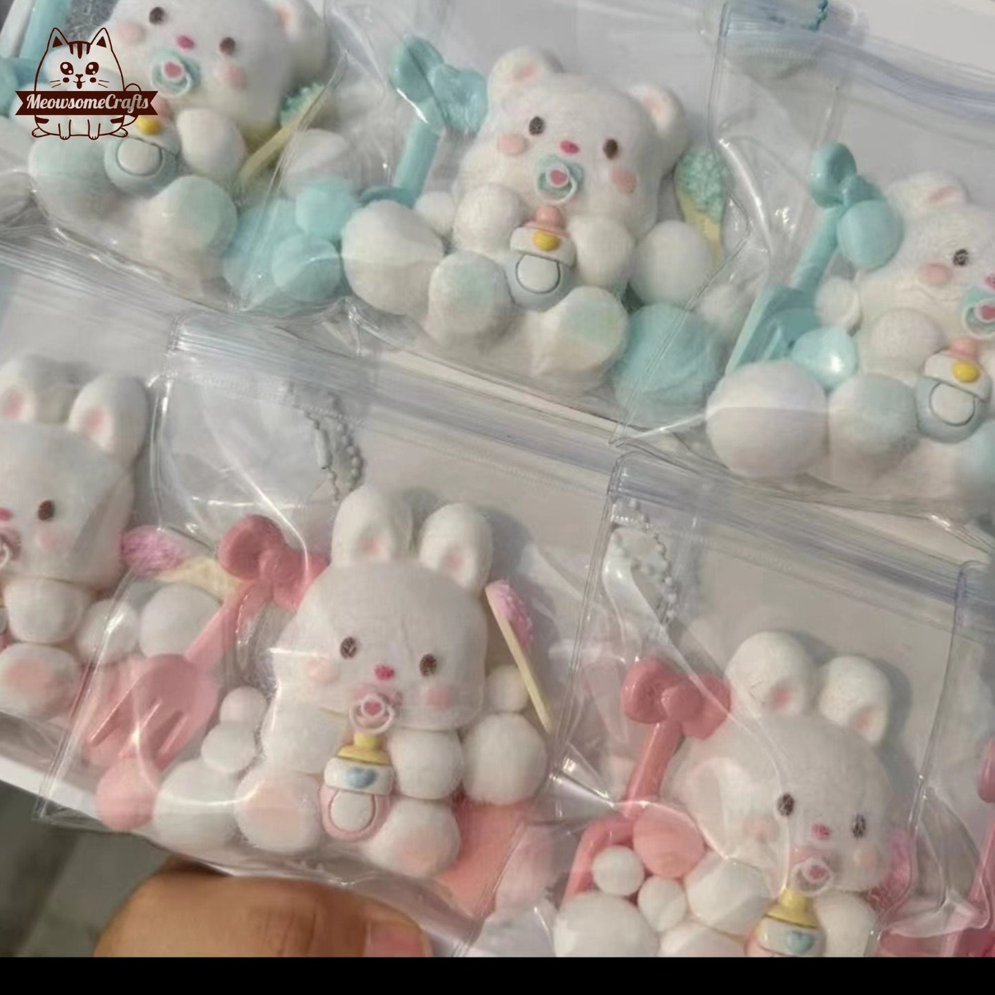 Furry Baby Rabbit & Bear Animal Handmade Taba Squishy | Squeezable Stress Relief Fidget Toy - Squishy