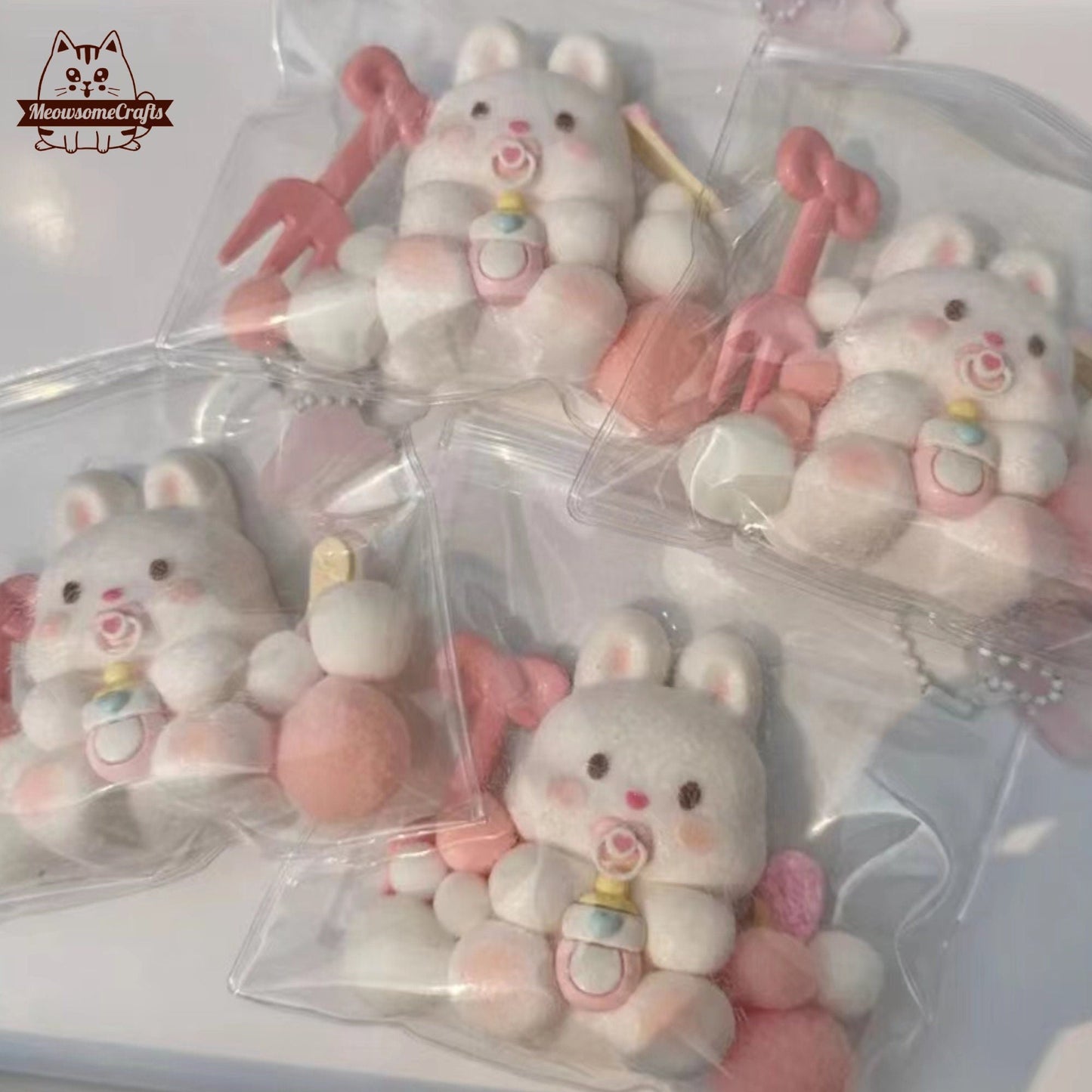 Furry Baby Rabbit & Bear Animal Handmade Taba Squishy | Squeezable Stress Relief Fidget Toy - Squishy