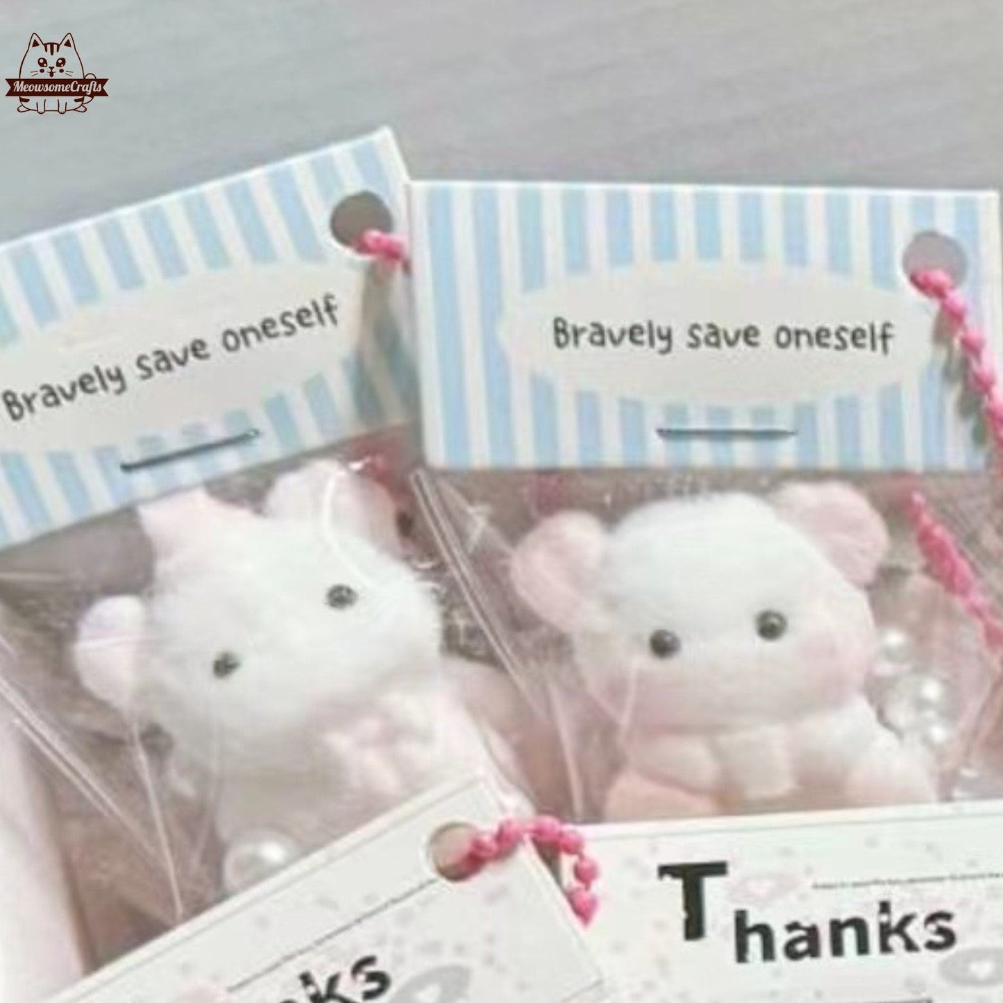 Furry Baby Rabbit Bear Lamb Sheep Animal Handmade Taba Squishy | Squeezable Stress Relief Fidget Toy - Sheep 2pc