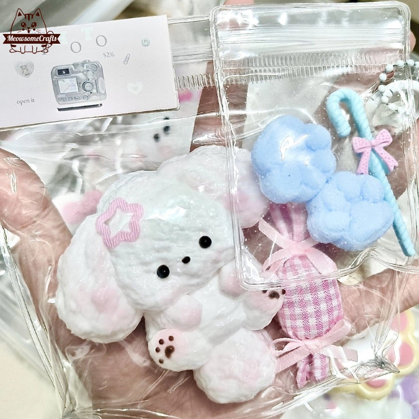 Furry Baby Rabbits Big Ears Animal Handmade Taba Squishy | Squeezable Stress Relief Fidget Toy - Squishy
