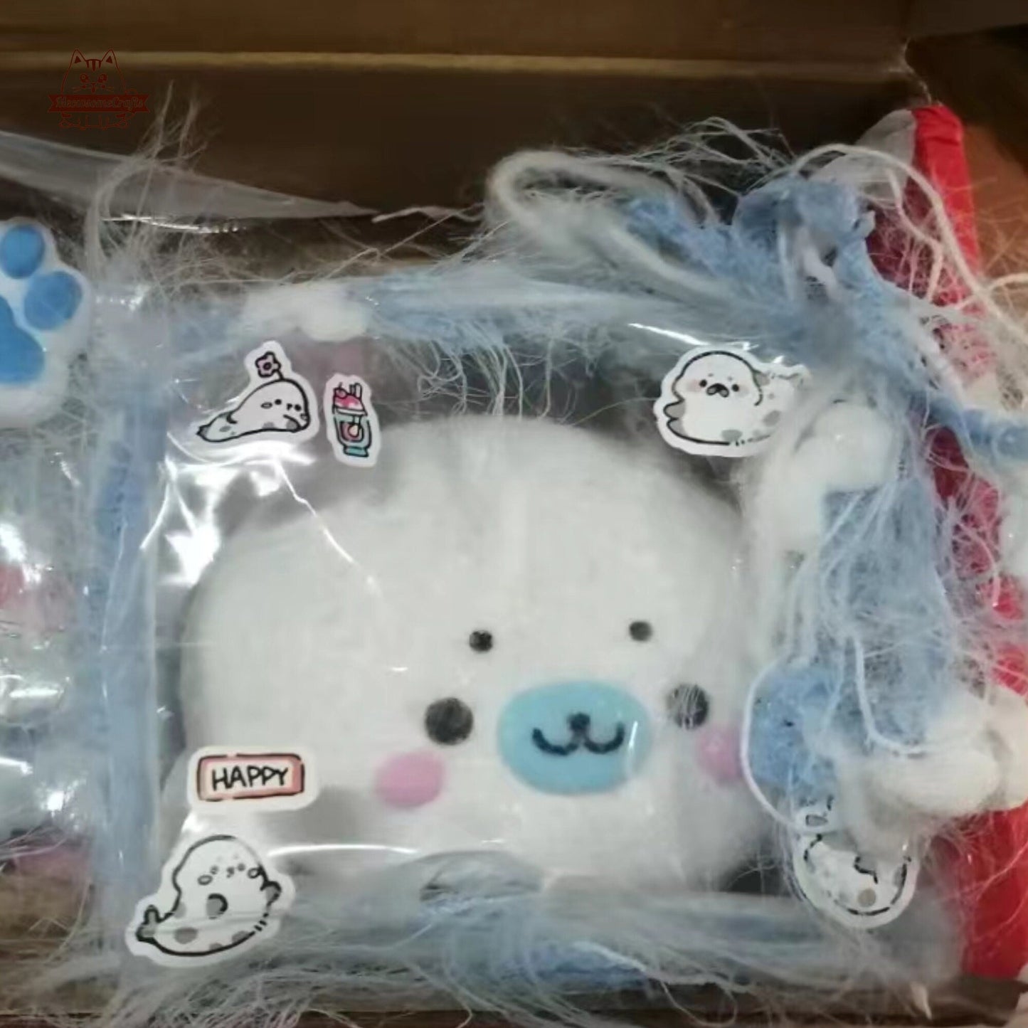 Furry Chubby Kawaii Seal Face Animal Handmade Taba Squishy | Squeezable Stress Relief Fidget Toy - With Fur - Squishy