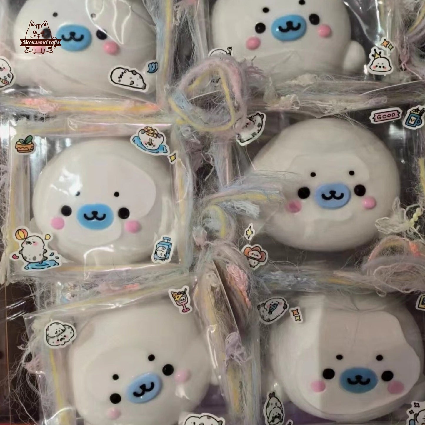 Furry Chubby Kawaii Seal Face Animal Handmade Taba Squishy | Squeezable Stress Relief Fidget Toy - Squishy