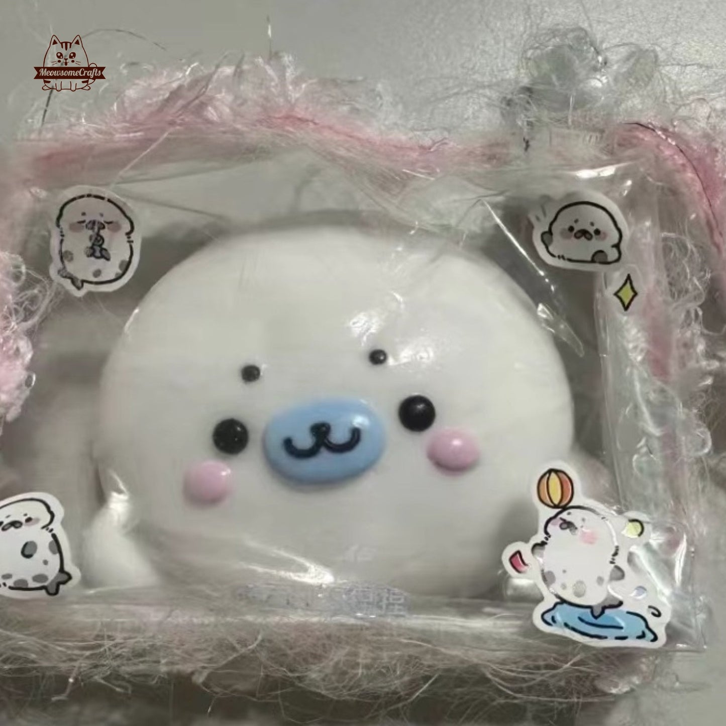 Furry Chubby Kawaii Seal Face Animal Handmade Taba Squishy | Squeezable Stress Relief Fidget Toy - Squishy