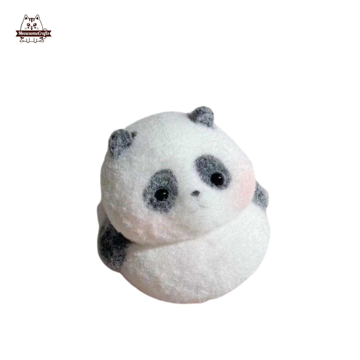 Furry Chubby Panda Animal Customizable Handmade Taba Squishy | Squeezable Stress Relief Fidget Toy - Black & White