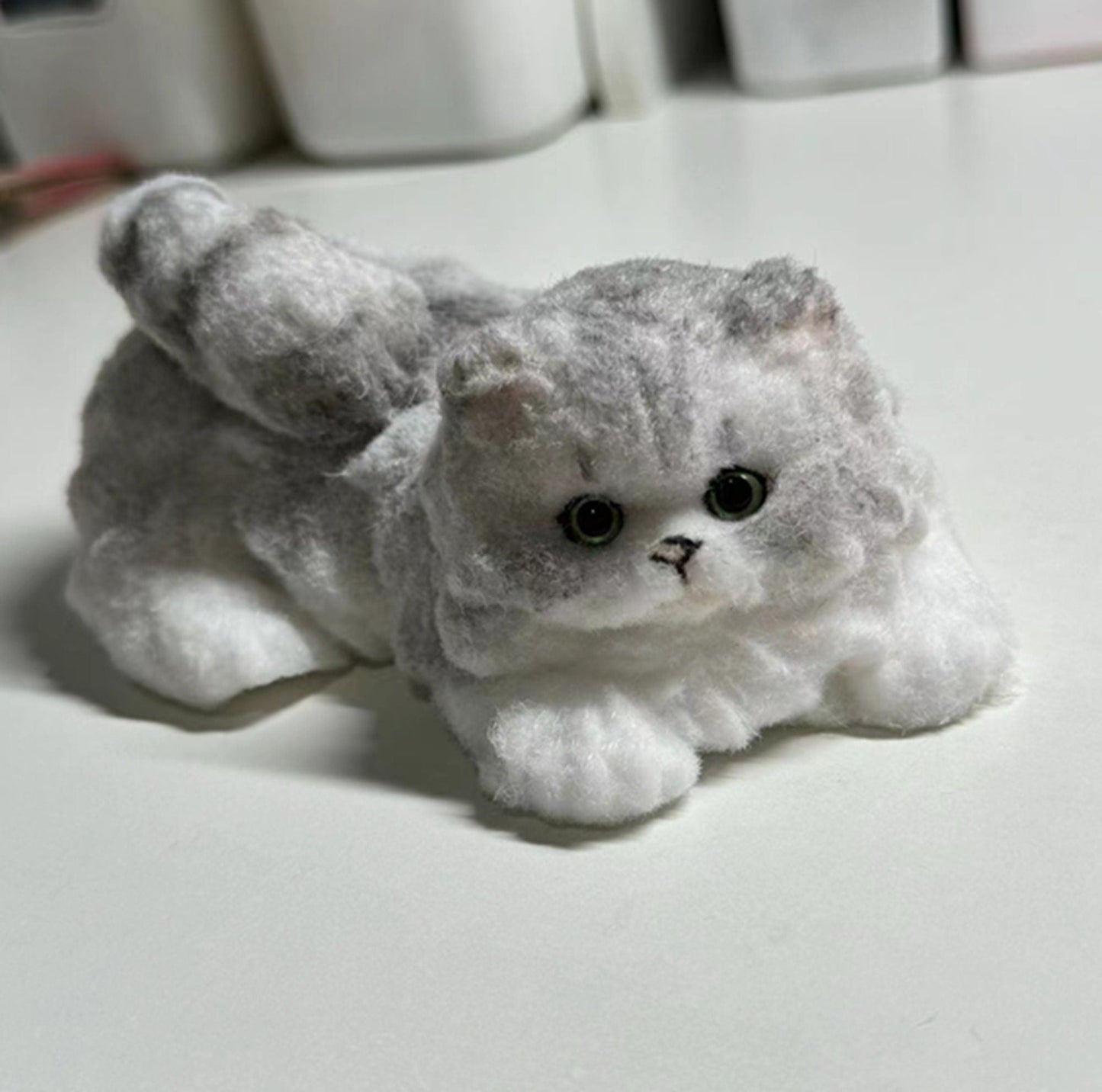 Furry Fluffy Laying Kitten Cat Animal Customizable Handmade Taba Squishy | Squeezable Stress Relief Fidget Toy - Cat