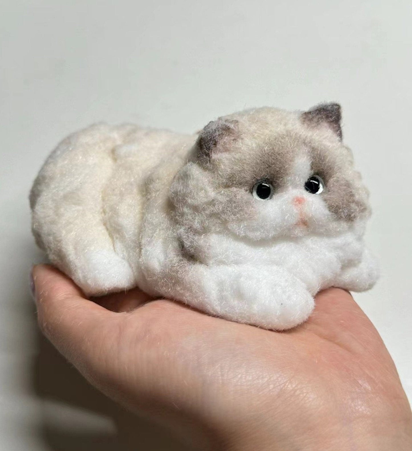 Furry Fluffy Laying Kitten Cat Animal Customizable Handmade Taba Squishy | Squeezable Stress Relief Fidget Toy - Cat B