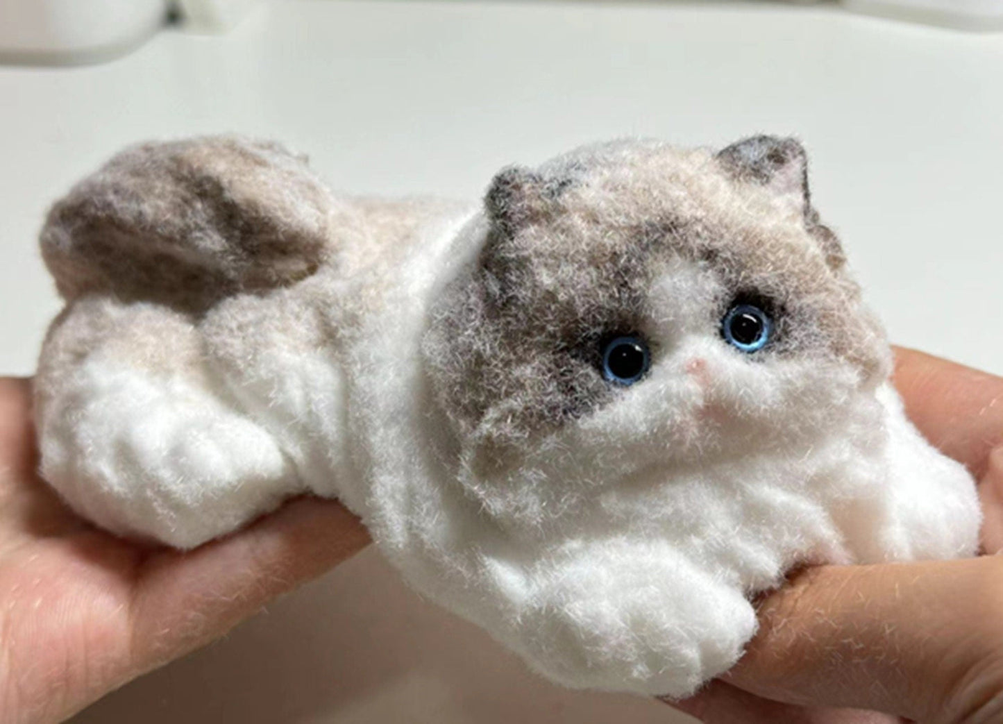 Furry Fluffy Laying Kitten Cat Animal Customizable Handmade Taba Squishy | Squeezable Stress Relief Fidget Toy - Cat C