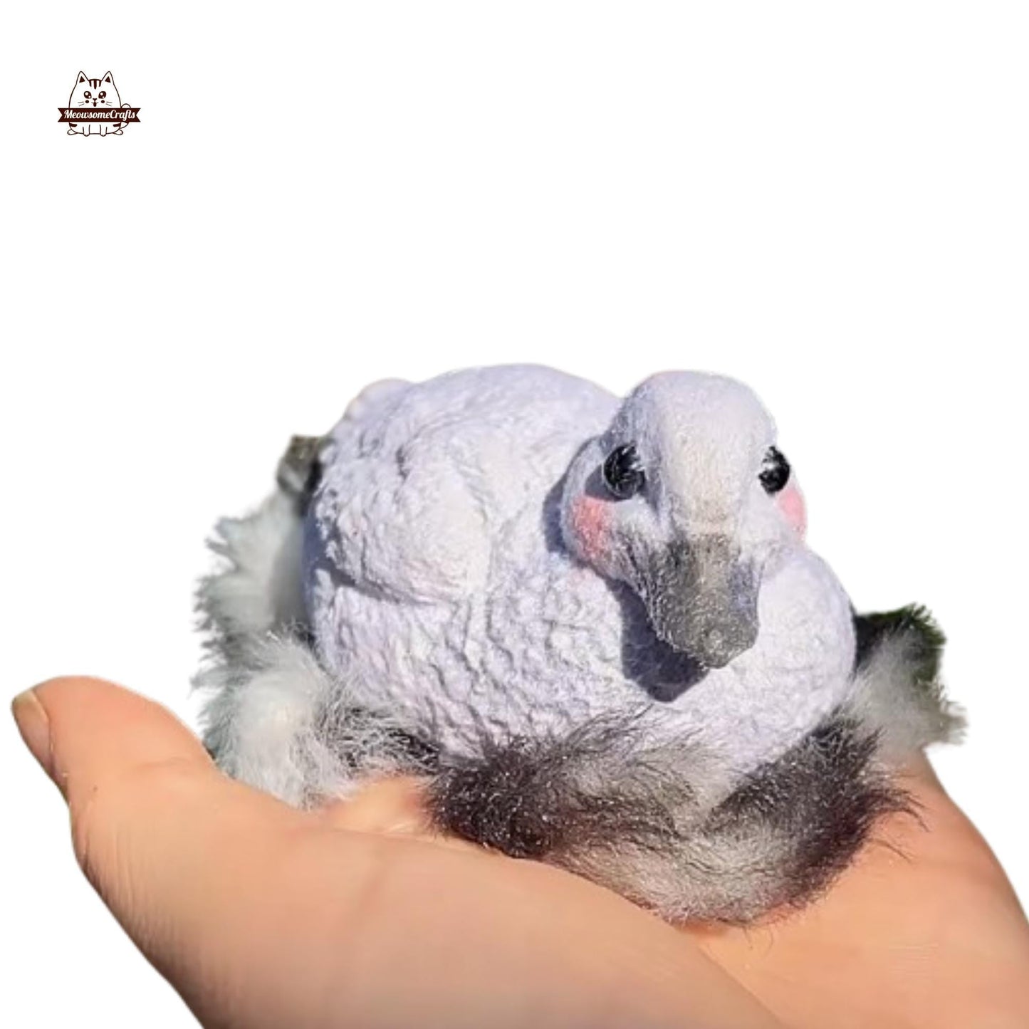 Furry Gray Duck Animal Handmade Taba Squishy | Squeezable Stress Relief Fidget Toy - Squishy