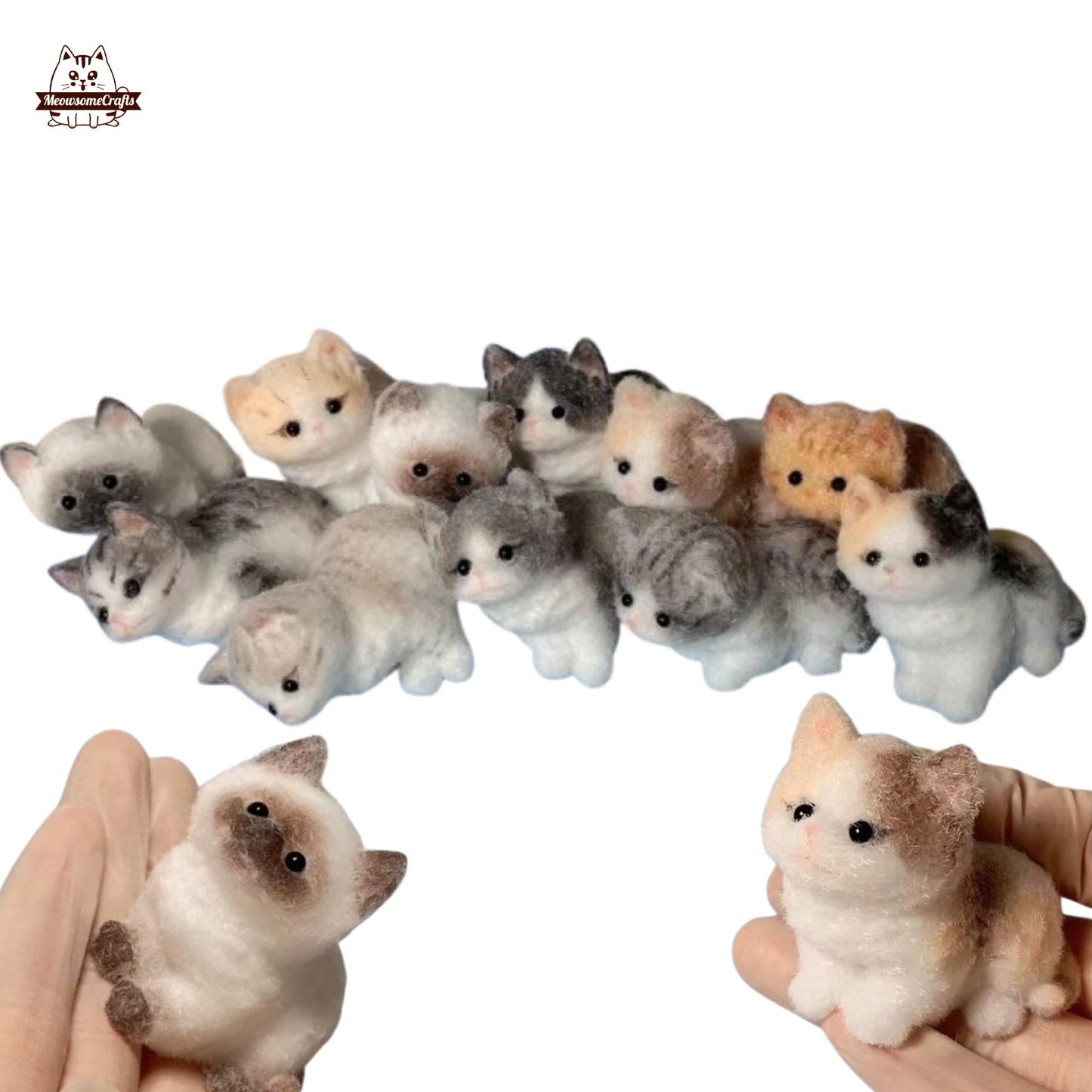Furry Kittens Cats Keychains Animal Handmade Taba Squishy | Squeezable Stress Relief Fidget Toy - Squishy
