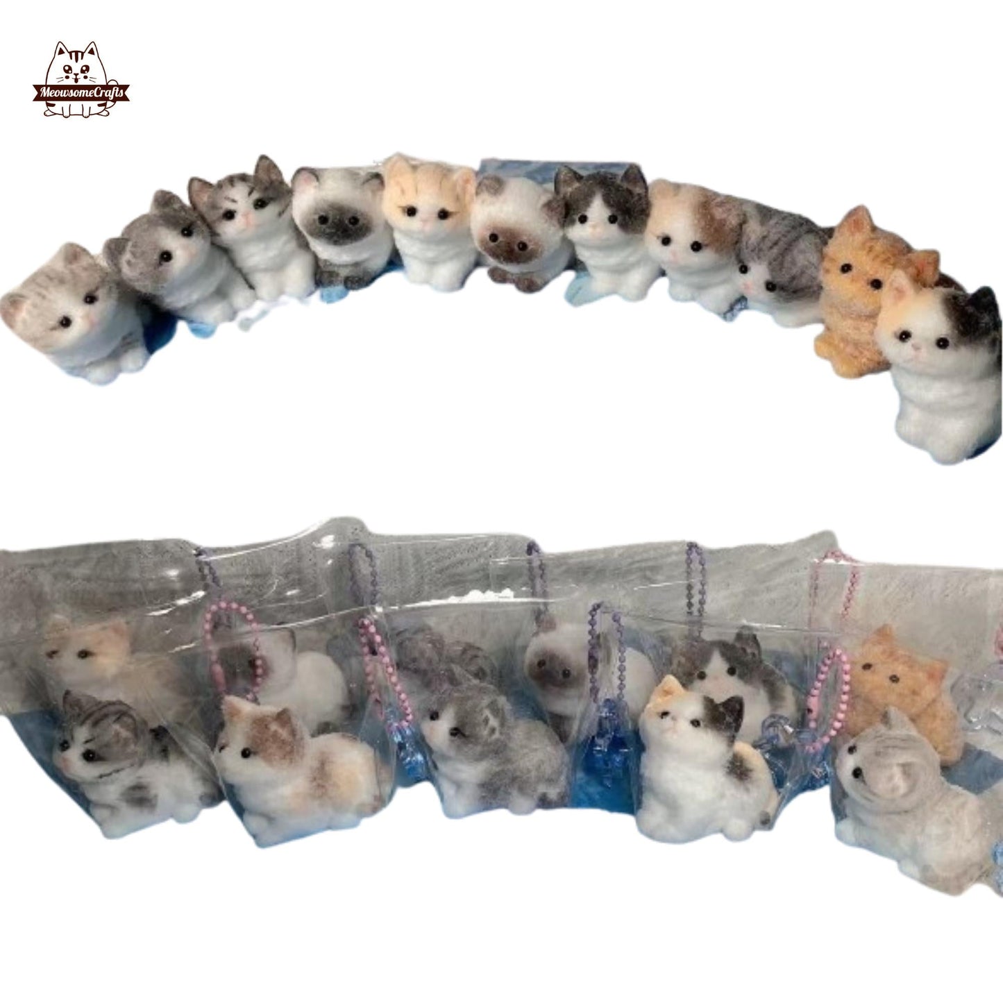 Furry Kittens Cats Keychains Animal Handmade Squishy Fidget Toy