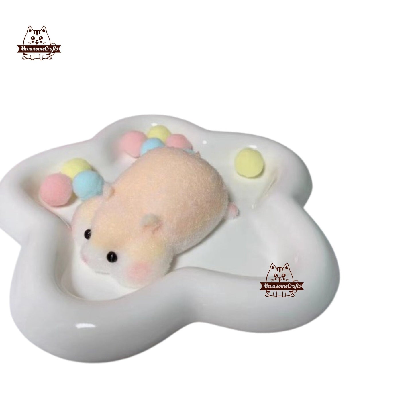 Furry Laying Hamster Animal Customizable Handmade Taba Squishy | Squeezable Stress Relief Fidget Toy - Orange - Squishy