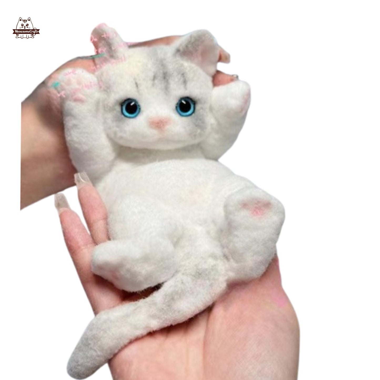 Furry Laying Playful Kitten Cat Animal Handmade Taba Squishy | Washable Squeezable Stress Relief Fidget Toy - Squishy