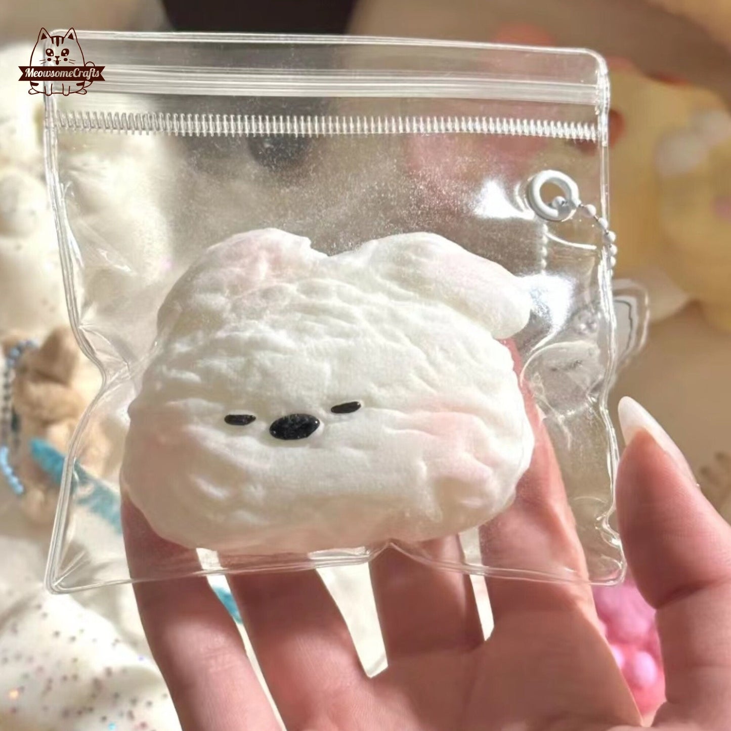 Furry Puppy Dog Face Animal Handmade Taba Squishy | Squeezable Stress Relief Fidget Toy - Squishy
