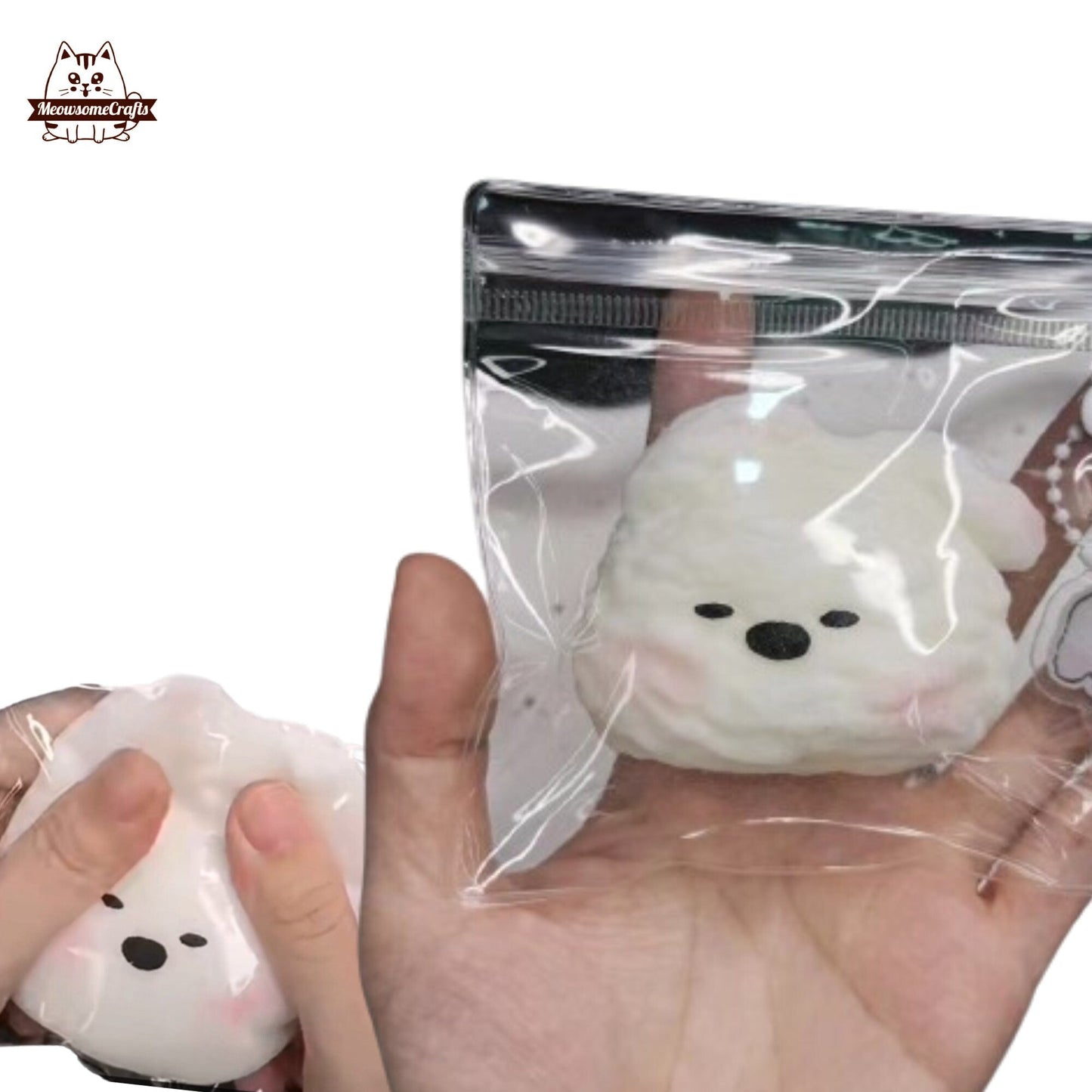 Furry Puppy Dog Face Animal Handmade Taba Squishy | Squeezable Stress Relief Fidget Toy - Squishy