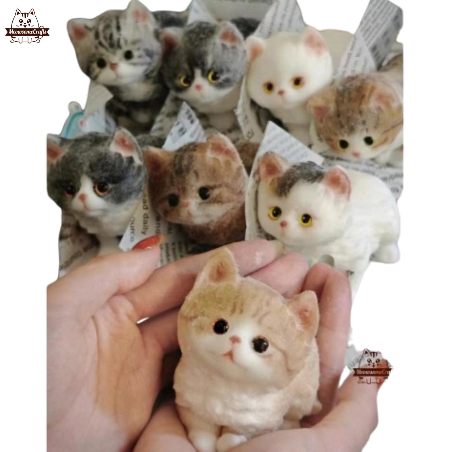 Furry Sitting Kitten Kitty Cats Animal Handmade Taba Squishy | Squeezable Stress Relief Fidget Toy - Squishy