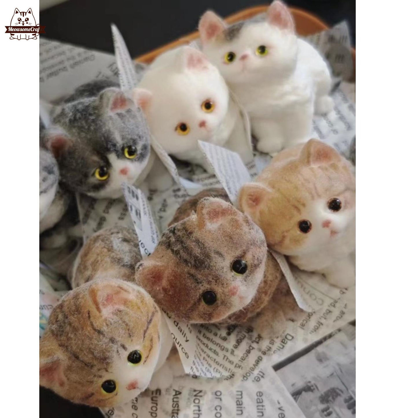 Furry Sitting Kitten Kitty Cats Animal Handmade Taba Squishy | Squeezable Stress Relief Fidget Toy - Squishy